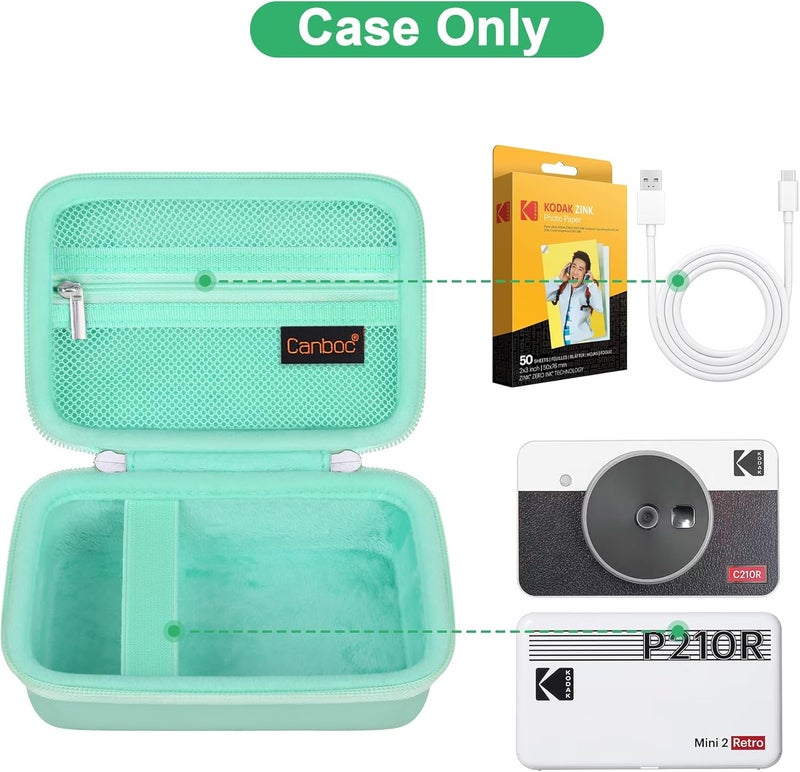 Canboc Carrying Case for KODAK Mini 2 Retro 4PASS Portable Photo Printer/KODAK Mini Shot 2 Retro 4PASS 2-in-1 Instant Digital Camera, Mesh Bag fits Photo Paper and Cable, Green - Image 2